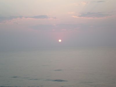 view of sunset over Indian Ocean, from hotel room
